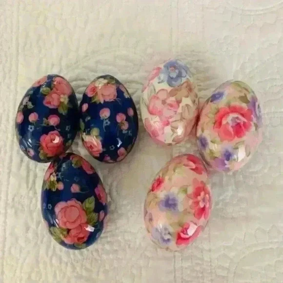 Vintage Floral Eggs set of 6 - Picture 1 of 5